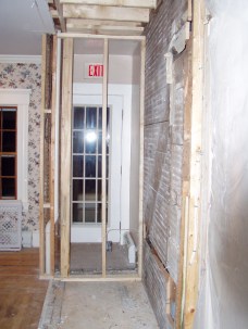 Dining room staircase removed. Floor closed. Closet framed. The door is now a "dummy" door not in use.